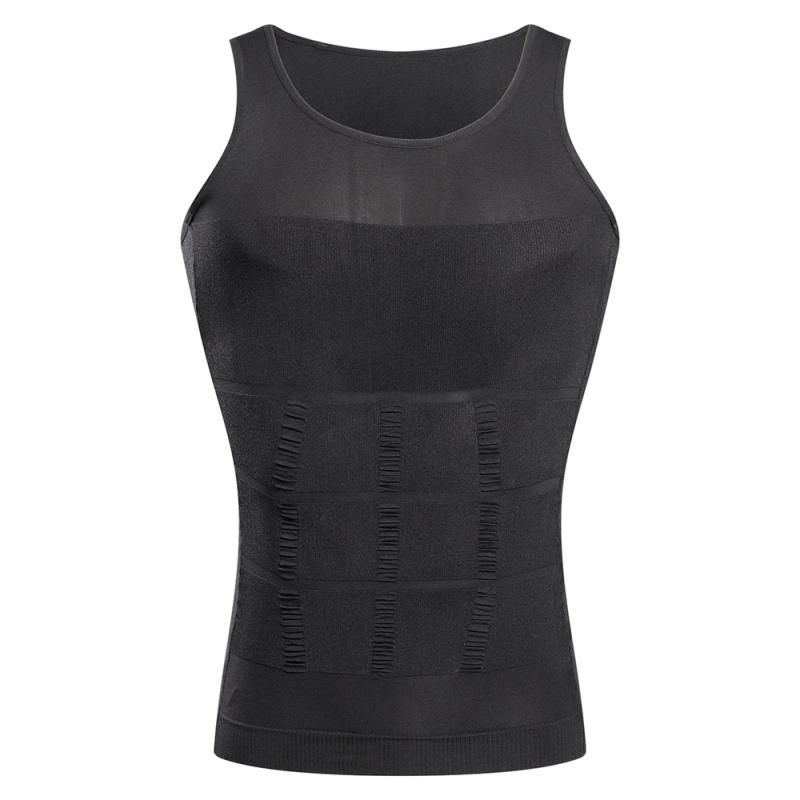 Men Stretchy Firm Tummy Vest Undershirt Slimming Gray
