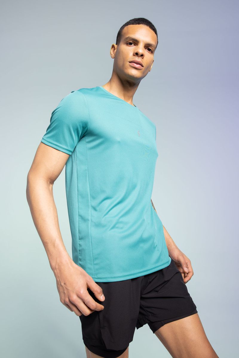 Man Slim Fit Short Sleeve Crew Neck Knitted T-Shirt - Green