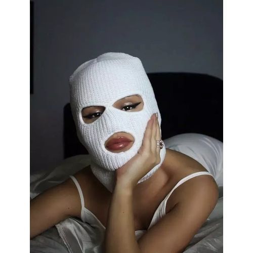 Luxury Wool Three Holes White Face Mask