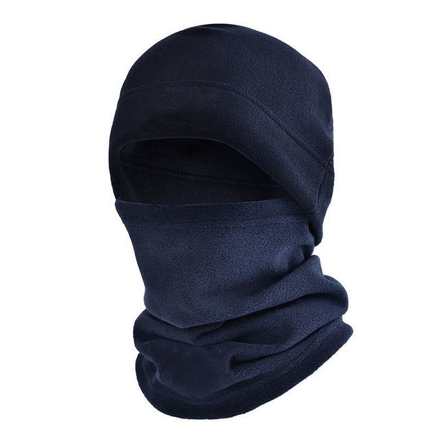 Winter Polar Coral Hat Fleece Balaclava Men Face Mask Neck Warmer Beanies Thermal Head Cover Tactical  Sports Scarf Caps(#Navy Set)