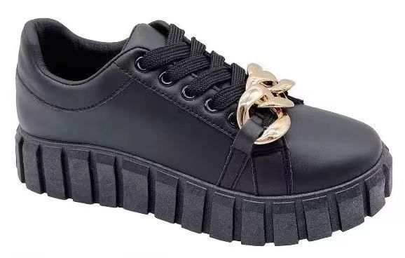 Ladies Fashion Quality Sneakers Leather Black