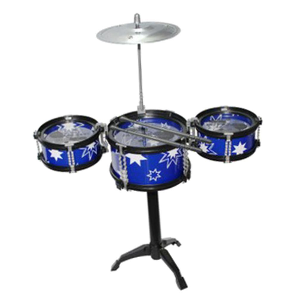 Mini Jazz Band Drum Kits Percussion Instruments 3 Drums Black+ Blue