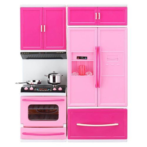 Large Girls Kids Wooden Play Kitchen Children's Role Play Pretend Set Toy Pink