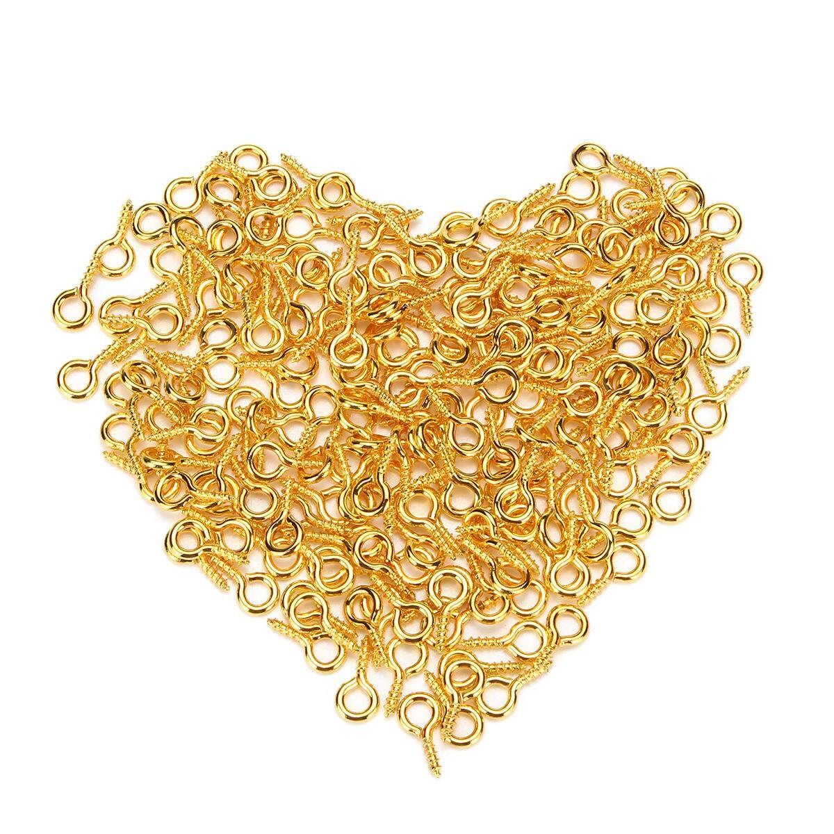 200Pcs Resin Casting Molds Screw Eye Pins Threaded DIY Jewelry Craft Accessories Gold