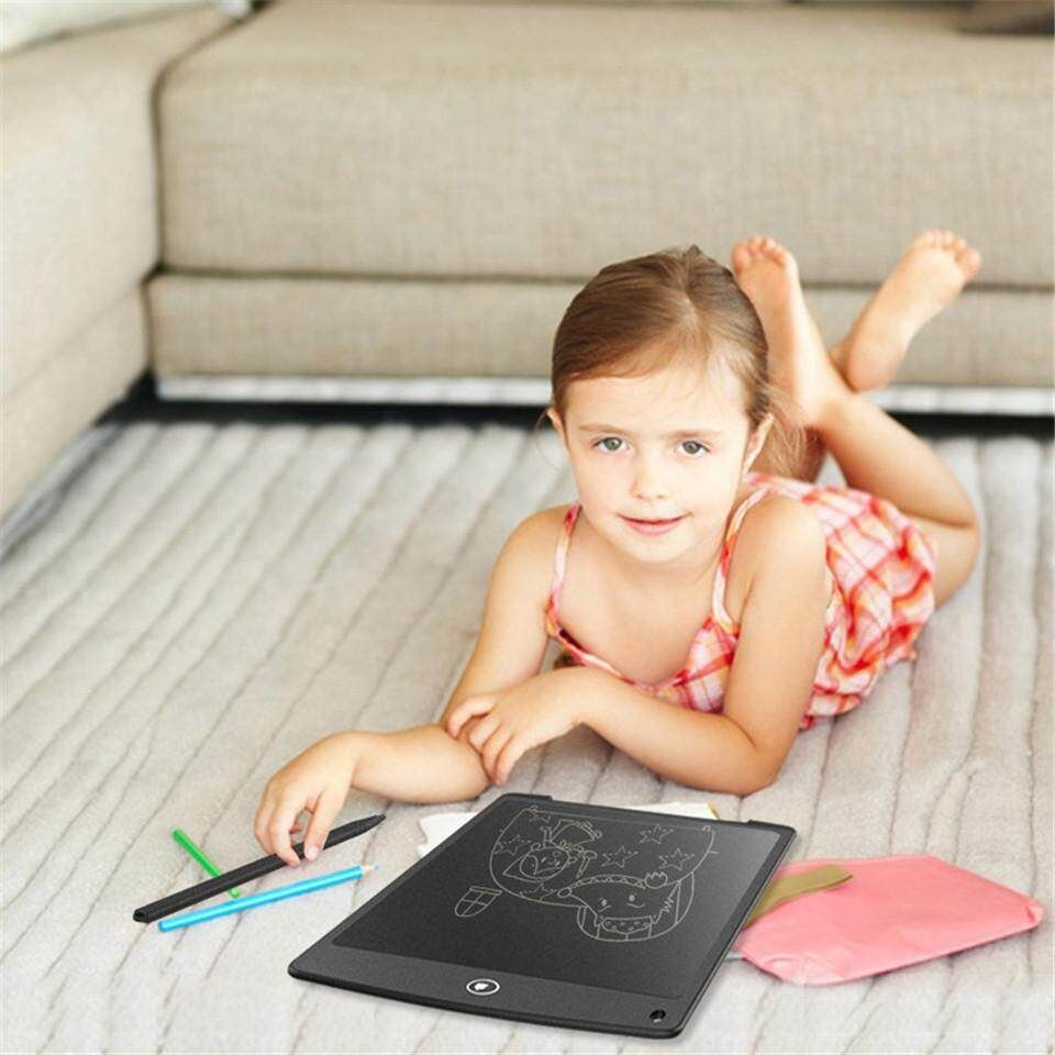 12'' Digital LCD Writing Drawing Tablet Board Pad Kids Notepad Writer Black (black)