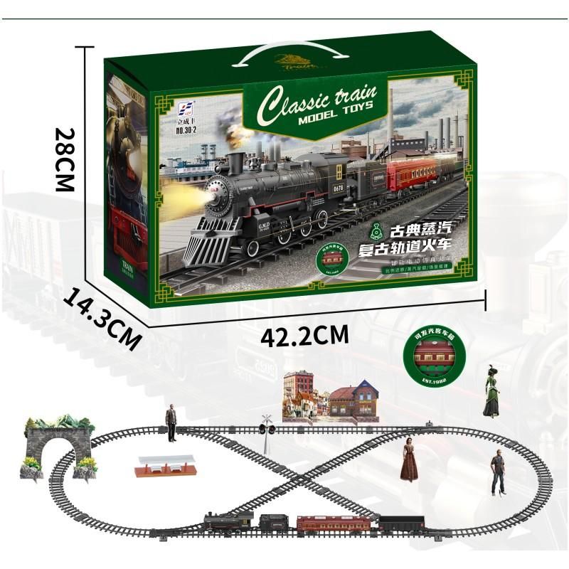 Simulation Train Remote Control Retro Steam Electric Stepless Speed Control Remote Smoking Train Children's Toys