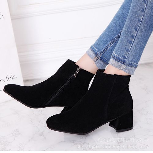 Women Mid Heel Short Boots Ladies Fashion Casual Bootie