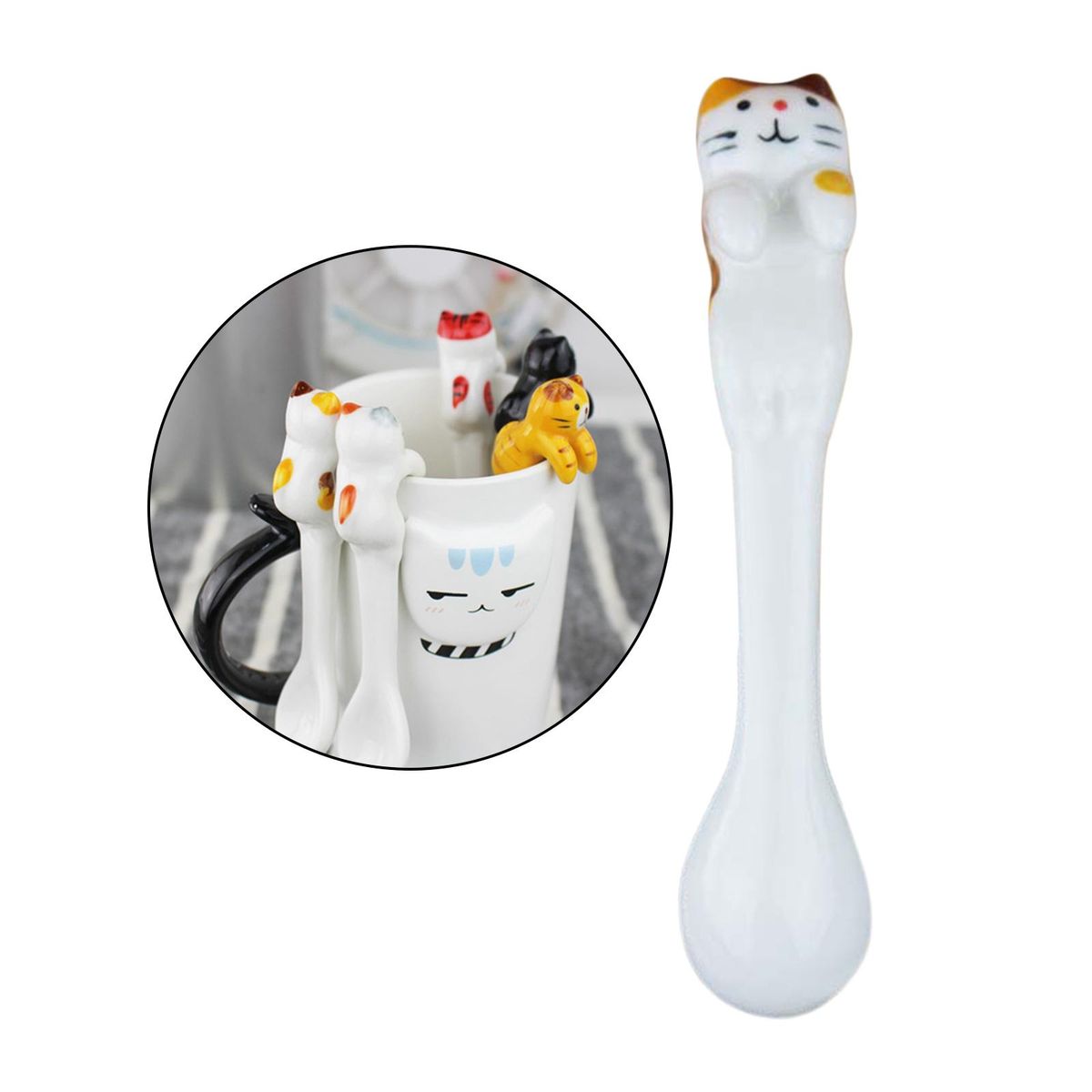 Cute Cartoon Spoon Cat Design Iced Tea Spoon For Yellow Brown Cat