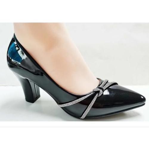 Corporate Ladies Low Heel Office Court Shoe-black