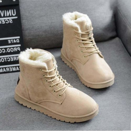 Round Head Shoes Flocking Ankle Boots