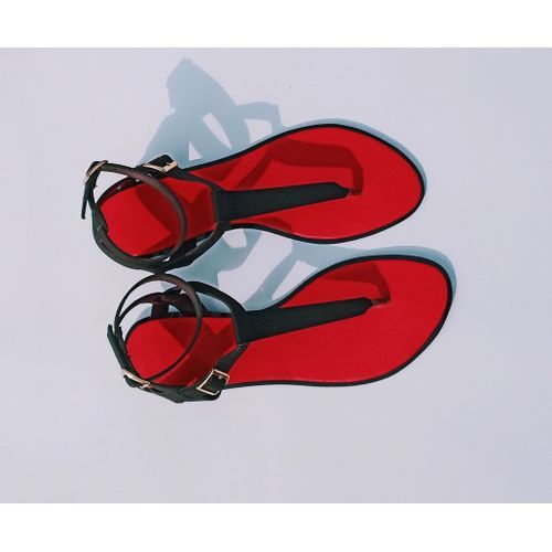 Female Flat Heeled Sandal - Red Insole