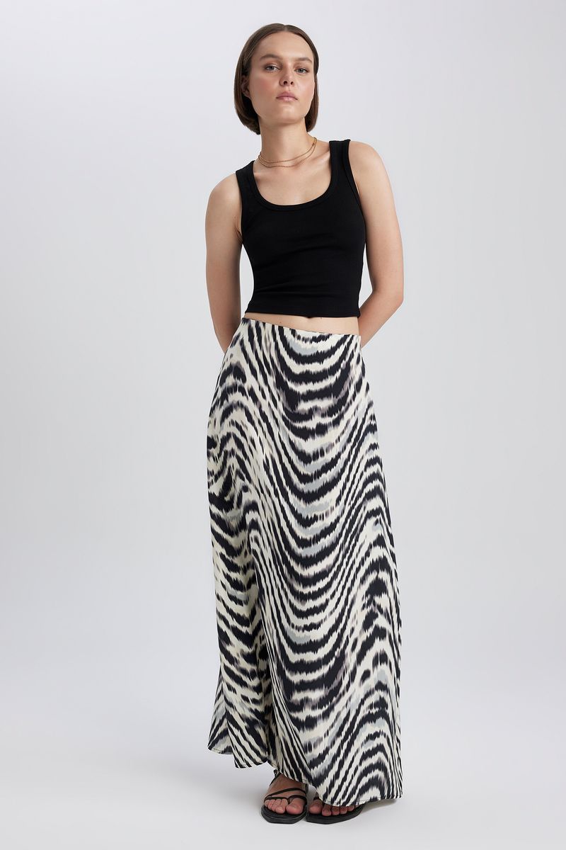 Woman Young Straight Woven Skirt - Black