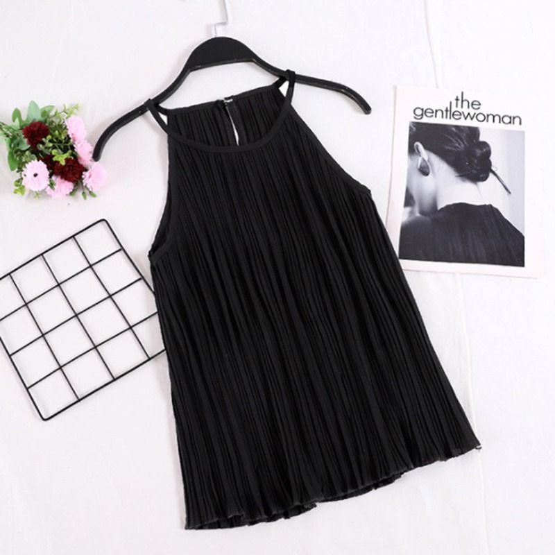 Women Summer Slim Tank Tops Camisole Chiffon Halter Off Shoulder O-neck