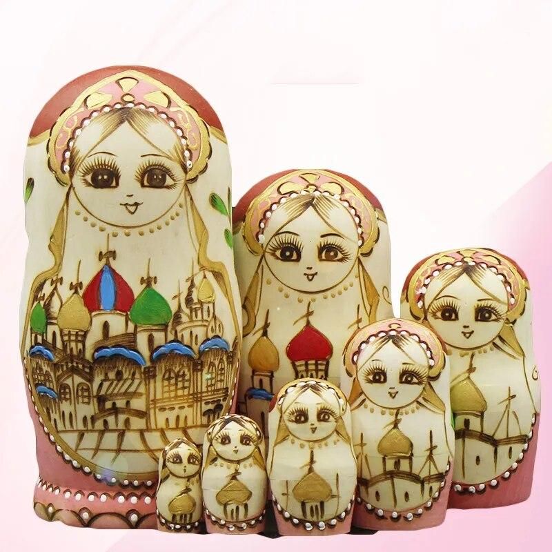 7pcs/set Wooden Russian Dolls Nesting Fashion Ethic Dolls Dry Basswood High Quality Matryoshka Doll Education DIY Toys