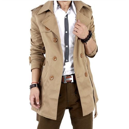 New Style Double Breasted Men Jacket Coat Long Section Fashion Trench Coat