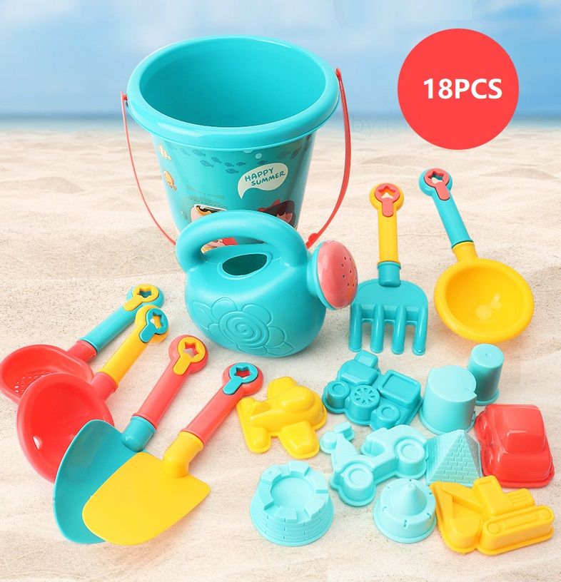 18Pcs Summer Beach Sand Play Toys For Kids Water Toys Sand Bucket Pit Tool