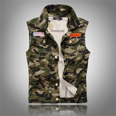 Denim Vest Men White Colete Jeans Hip Hop Sleeveless Jacket Waistcoat Jacket