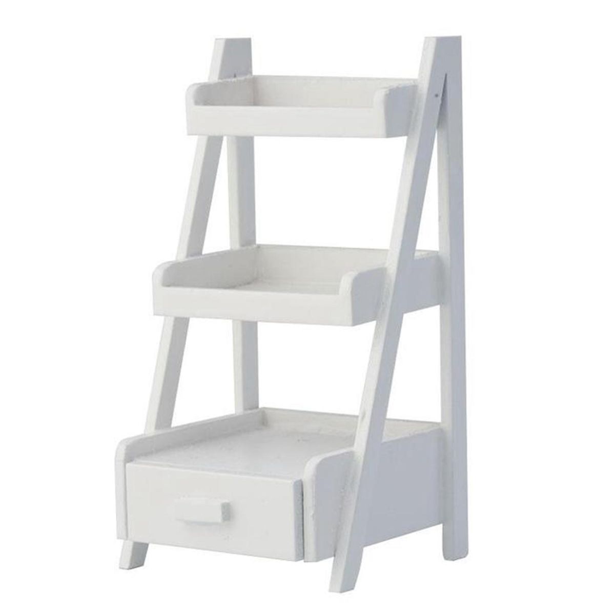 1/12 Miniature Mini Wood Shelf Flower Stand White