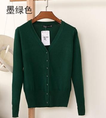 Baharcelin 3XL 4XL Big Size Women Girl Fall Knitted Cardigans Full-dark Green