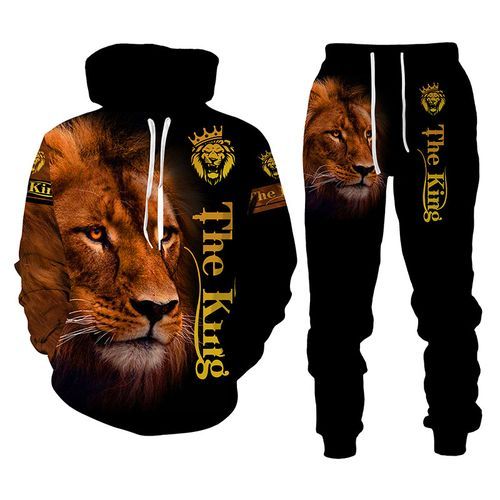 Men's Long Sleeve Hooded Sweater Set, Sportswear, The Lion King 3D Print
