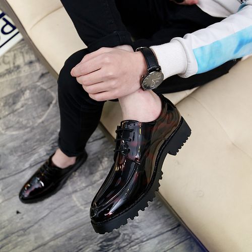 Leisure Mens Business Leather Shoes Non-slip Formal Leather Shoes Red