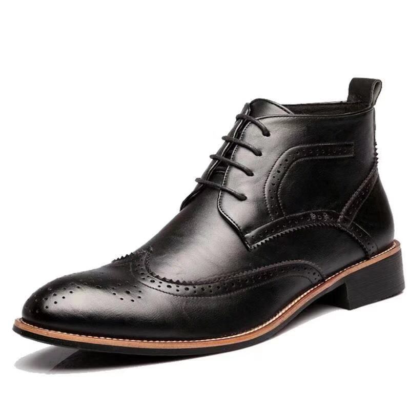 Ankle Bullock Brogue Shoes- Black