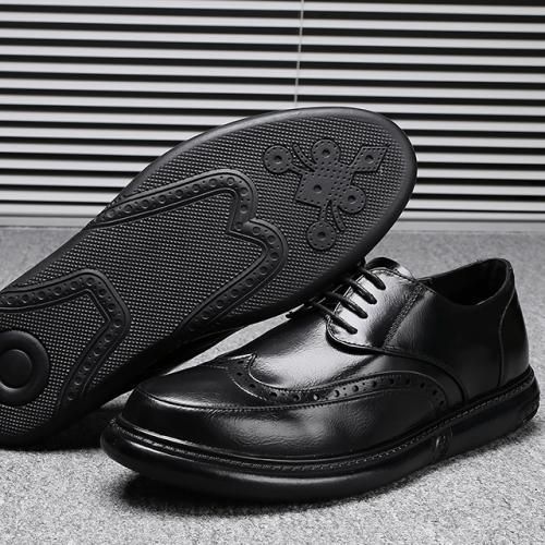 HandMade Luxury Wingtip Sole Brogue Shoes - Black