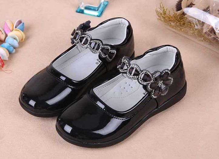 Patent Leather Girls Black Dress And School Shoe