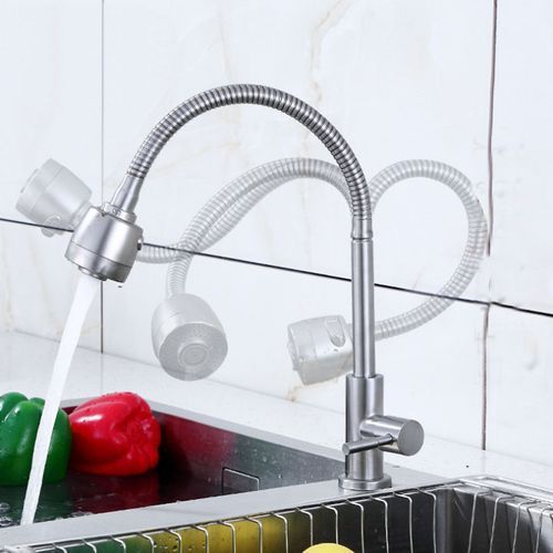 Kitchen Faucet Flexible Wall Sink Tap 304 Stainless Steel