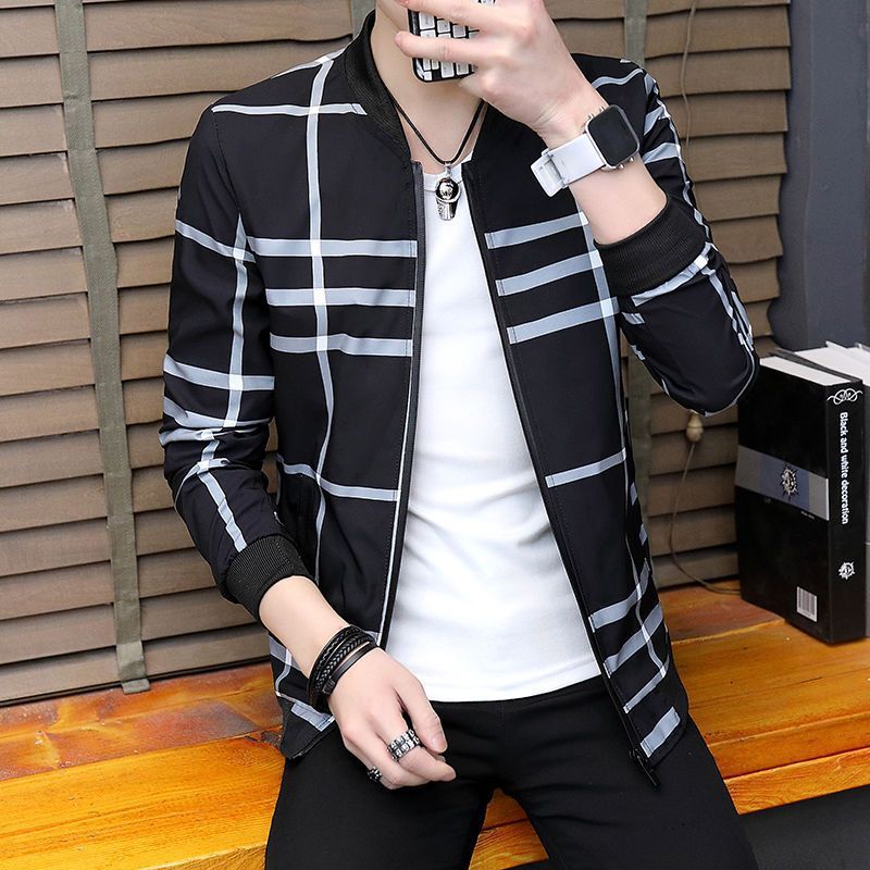 BLACK Stripe Jackets Casual Coat Male Clothing