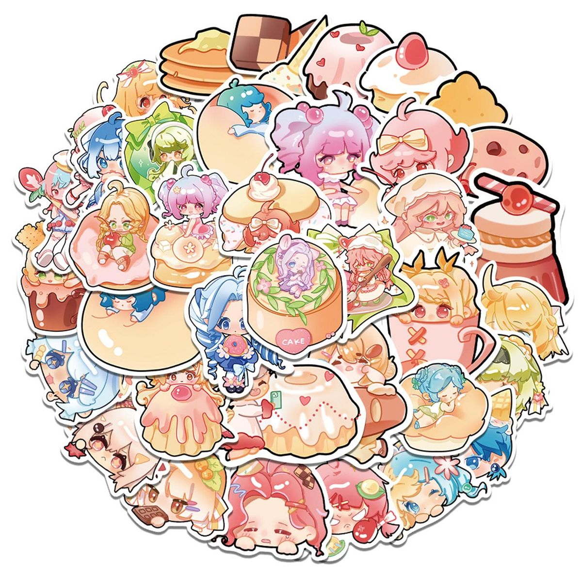 40Pcs Anime Stickers Scrapbook Laptop Phone Car Cartoon Stickers Light Yellow