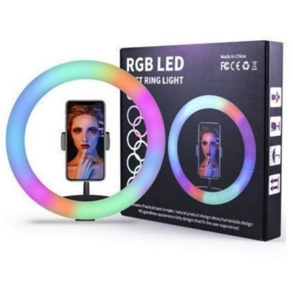 12Inches Ring Light & Tripod Stand & Phone Holder Dimmable RGB LED Selfie RingLights & Contorler For Photos & YouTube Videos