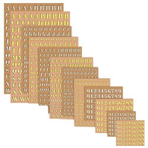 12 Sheets Letter Resin Stickers, Small Alphabet