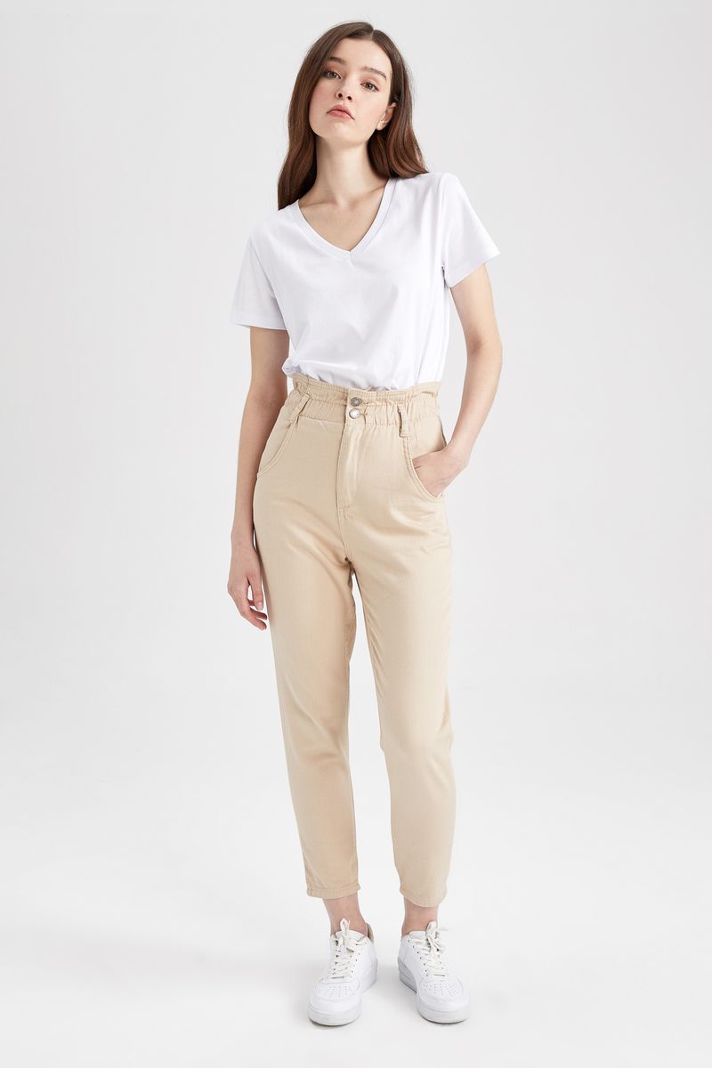 Woman Young Denim Trousers - Beige