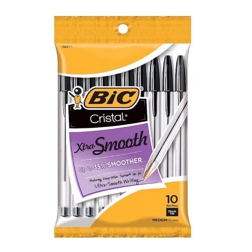 Xtra Smooth Ball Pen Biro - Medium Point 1.0mm Black - 10 Counts