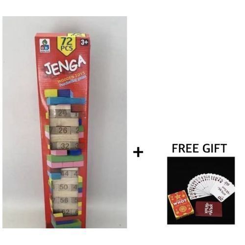 JENGA WOODEN GAME- 72 PCS (BIG SIZE) + FREE WHOT