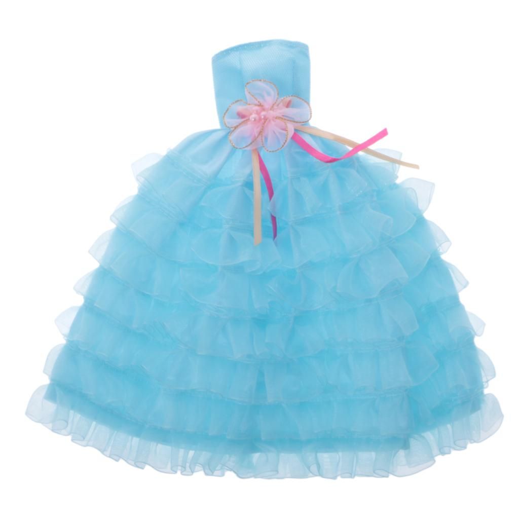 Fashion 7 Layers Wedding Bridal Dress Gown Clothes Outfit For  Blue
