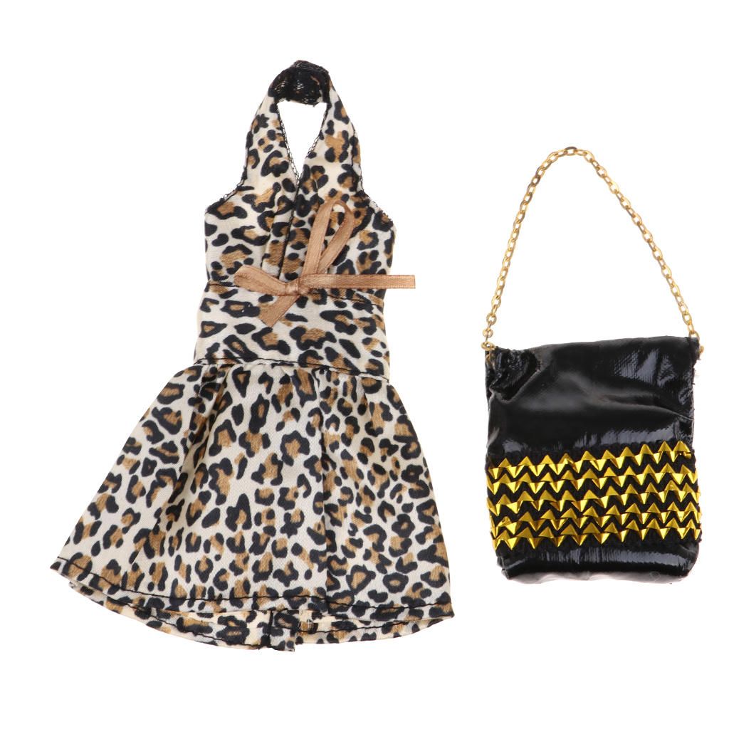 2Pcs Clothes Set Halter Dress Skirt & Chain Handbag For 30cm  Doll