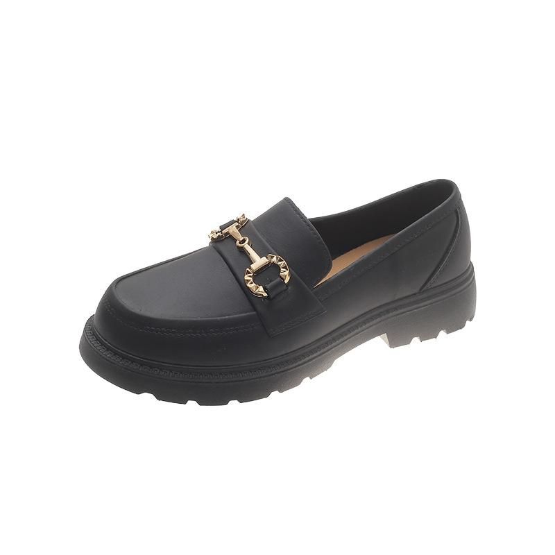 Lady's Trendy Leather Loafers British style Women Low-top Shoes