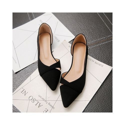 Women's Flat Shoes Pink Black Solid Color Suede Pointed Toe Office Sandals