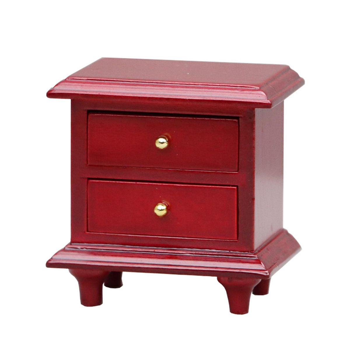 Dollhouse Nightstand Miniature Bedside Cabinet Model Red