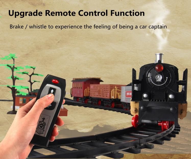 High Simulation Steam spray 2.4G RC Steam Train 666CM Large TraRailway DIY Assembly RC Toy Sound Smoking Effect Train  Tracks