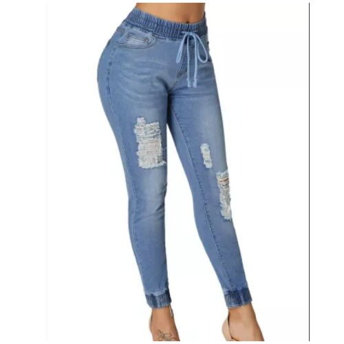 Denim Mode Distressed Jogger Pant - Light Blue