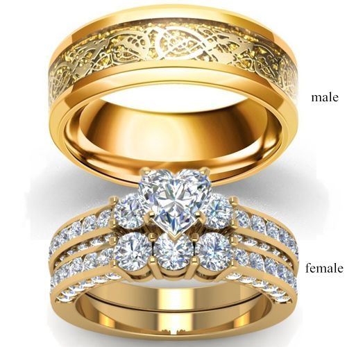 Wedding Ring Set Diamond For Couple Gold