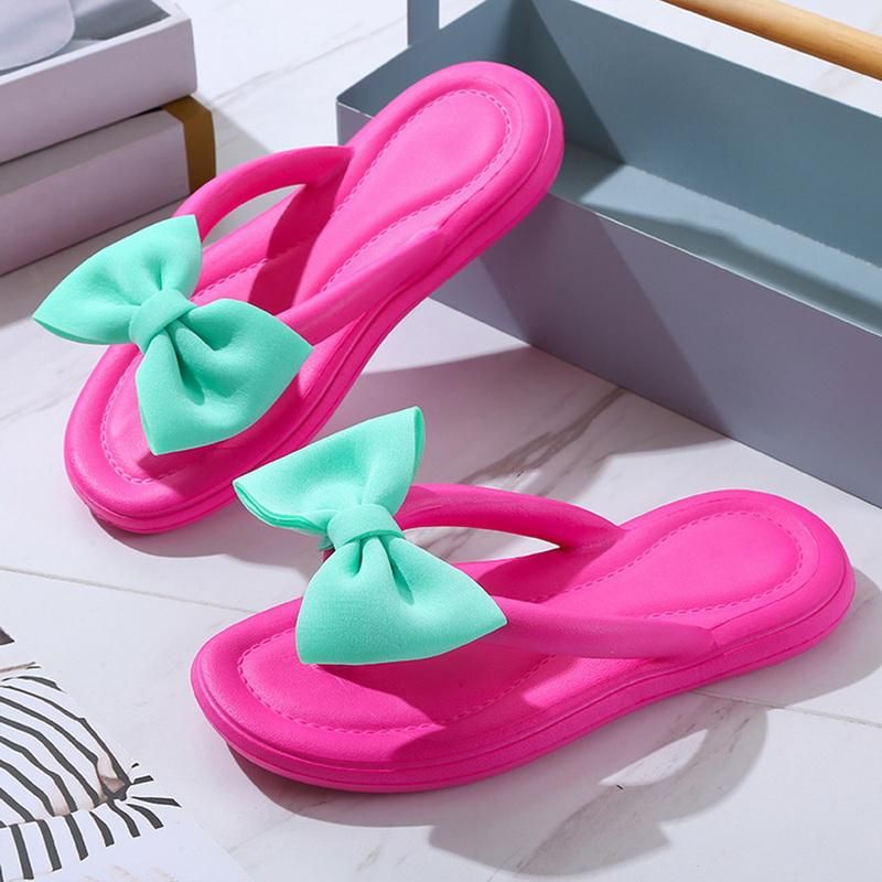 Women Fashion Bowknot Summer Slippers Clip Toe Flip Flops Shoes Female Platform Outdoor Beach Sandals Ladies Casual Flat Slides