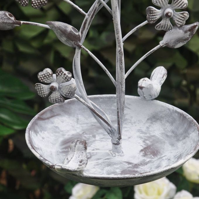 Vintage Metal Plant Shape Bird Feeder Tray Hanging Garden Decoration