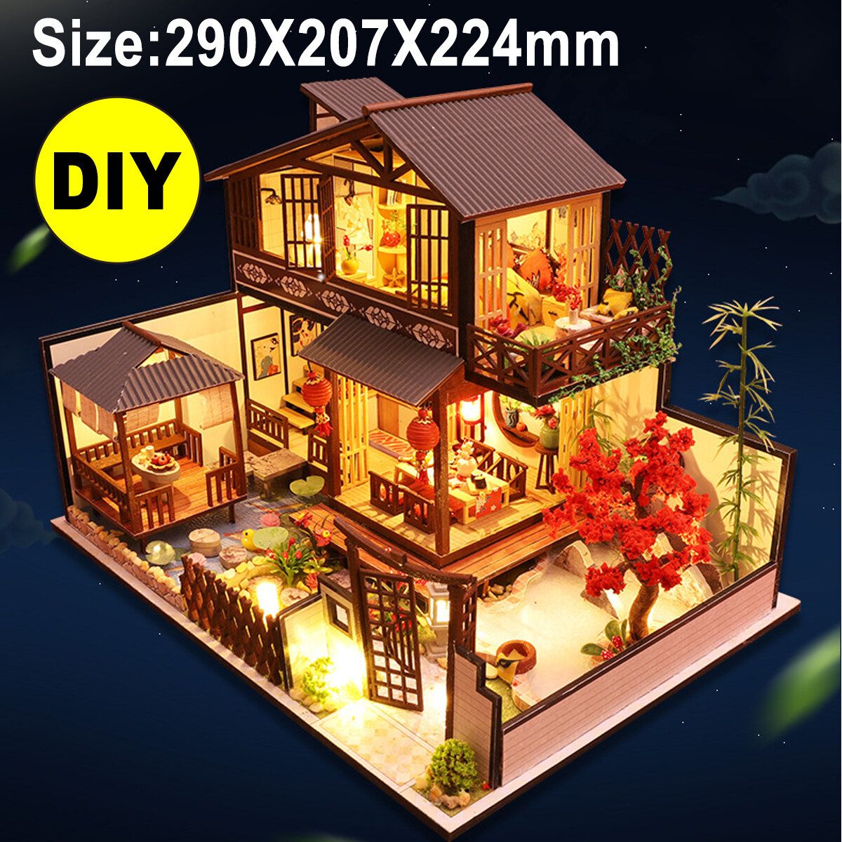Doll House Miniature DIY Dollhouse With Furnitures Wooden House Toys For Child