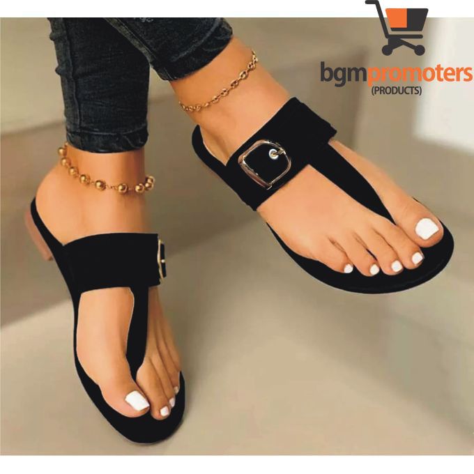 Sexy Ladies Suede Casual Flat Slippers-black