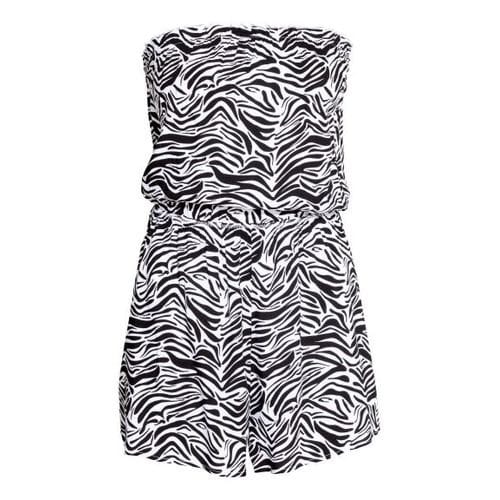 Zebra Print Strapless Playsuit