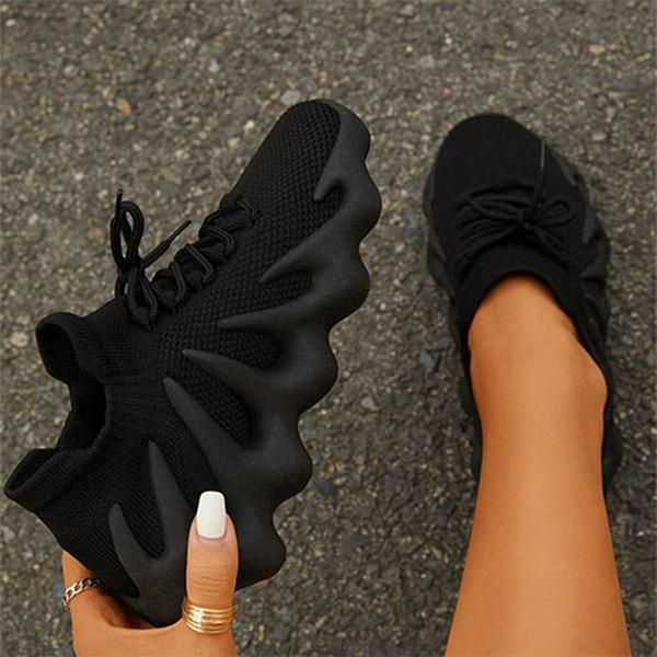 Comfortable Flat Ladies Unique Canvas - Black